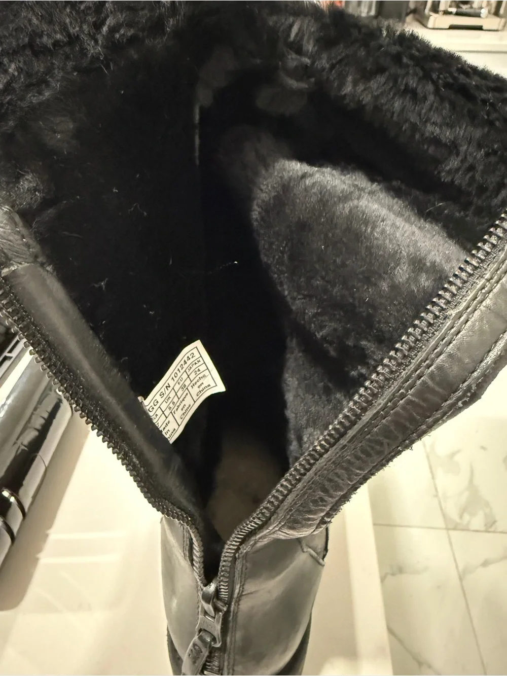 UGG Black Tall Leather Winter Boots